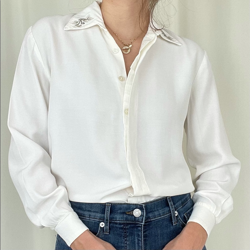 SOLD 80s Vintage Off White Button Down